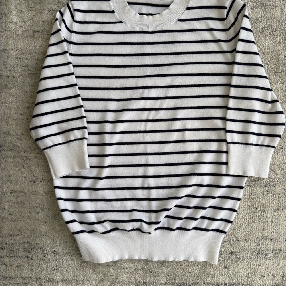 Artizia Babaton Short Sleeve White & Black Stripe Sweater